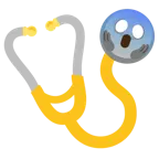 face screaming in fear + stethoscope