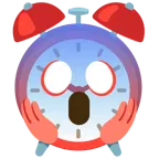 face screaming in fear + alarm clock