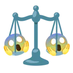 face screaming in fear + balance scale