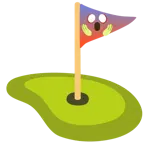face screaming in fear + flag in hole