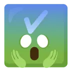 face screaming in fear + check mark button