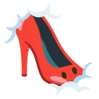 face in clouds + high-heeled shoe