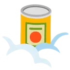 face in clouds + canned food