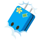 face in clouds + luggage