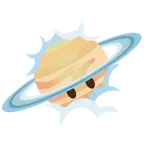 face in clouds + ringed planet