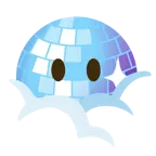 face in clouds + mirror ball