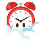 face in clouds + alarm clock