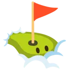 face in clouds + flag in hole
