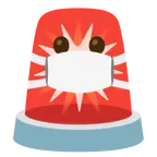 cara con mascarilla médica + luces de policía