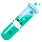cara con mascarilla médica + tubo de ensayo