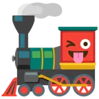 locomotiva + faccina che fa l’occhiolino e mostra la lingua