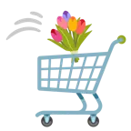 carrello + mazzo di fiori