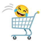carrello + faccina con lacrime di gioia