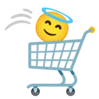 carrello + faccina con sorriso e aureola