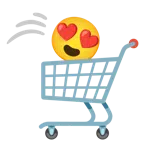 carrello + faccina con sorriso e occhi a cuore