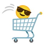 carrello + faccina con sorriso e occhiali da sole