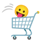 carrello + faccina che mostra la lingua