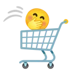 carrello + faccina con mano sulla bocca