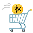 carrello + simbolo del rischio biologico