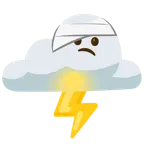 cara con la cabeza vendada + nube con rayo