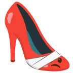 cara con la cabeza vendada + zapato de tacón
