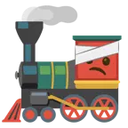 cara con la cabeza vendada + locomotora de vapor