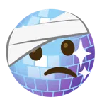 cara con la cabeza vendada + bola de espejos