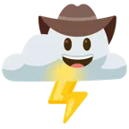 Gesicht mit Cowboyhut + Wolke mit Blitz