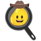 Gesicht mit Cowboyhut + Spiegelei in Bratpfanne