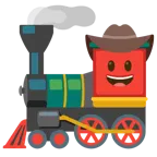 Gesicht mit Cowboyhut + Dampflokomotive