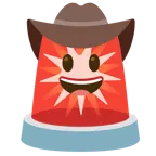 Gesicht mit Cowboyhut + Polizeilicht