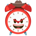 Gesicht mit Cowboyhut + Wecker