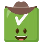 Gesicht mit Cowboyhut + weißes Häkchen
