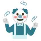cara de payaso + clips unidos