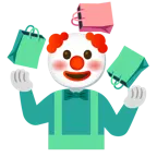 cara de payaso + bolsas de compras
