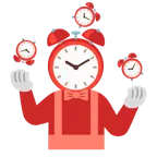 cara de payaso + reloj despertador