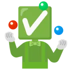 cara de payaso + botón de marca de verificación