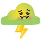 würgendes Gesicht + Wolke mit Blitz
