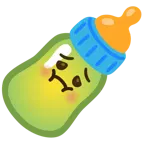 würgendes Gesicht + Babyflasche
