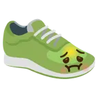 würgendes Gesicht + Sportschuh