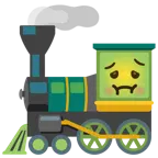 würgendes Gesicht + Dampflokomotive
