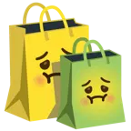würgendes Gesicht + Einkaufstüten