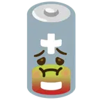 würgendes Gesicht + schwache Batterie