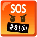 face with symbols on mouth + SOS button