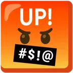 face with symbols on mouth + UP! button