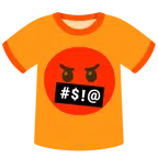 face with symbols on mouth + t-shirt