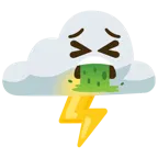 kotzendes Gesicht + Wolke mit Blitz