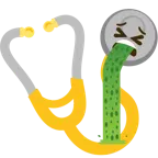 kotzendes Gesicht + Stethoskop