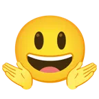 persona encogida de hombros + cara sonriendo con ojos grandes