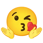 persona encogida de hombros + cara lanzando un beso
